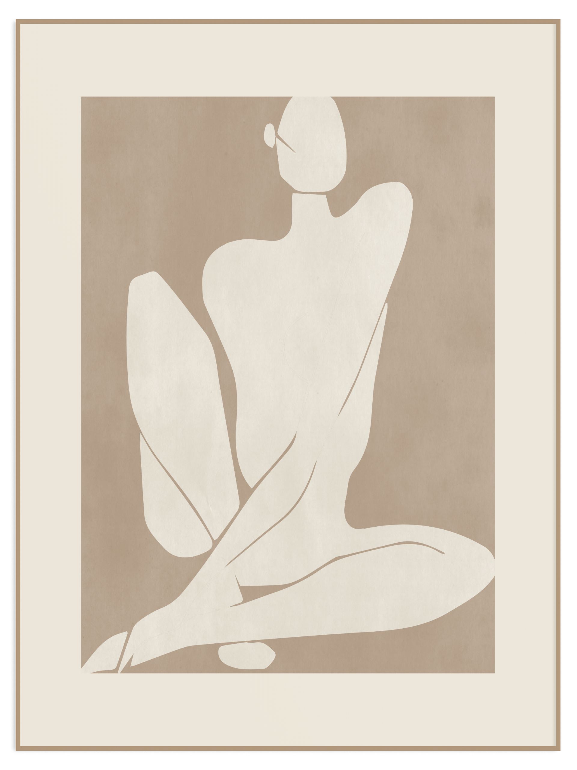 Beżowy plakat abstract figure (sklep) Plakat figura - obrazek 1