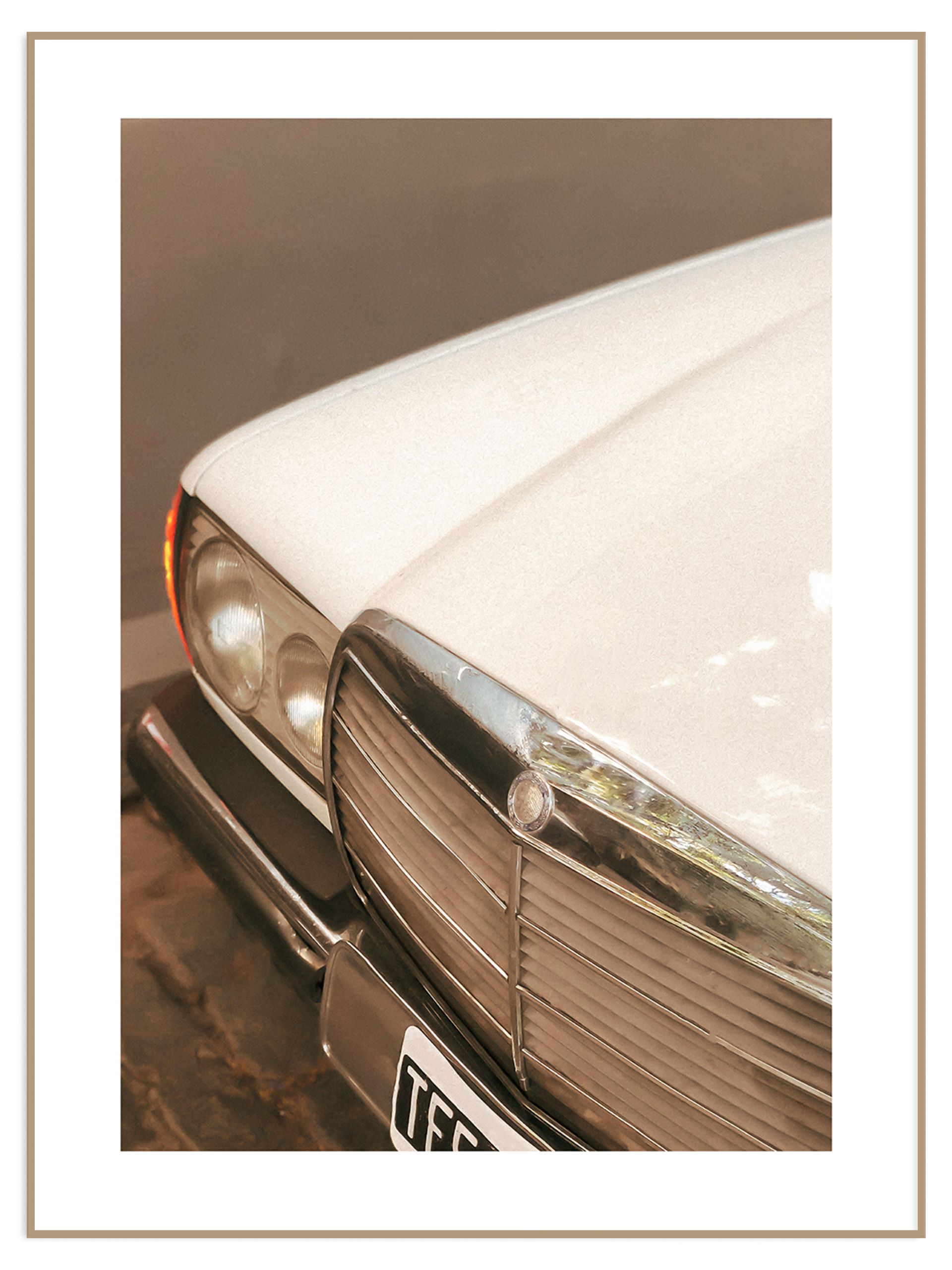 Plakat beige vintage car (sklep) Plakat samochód retro kremowy ecru - obrazek 1