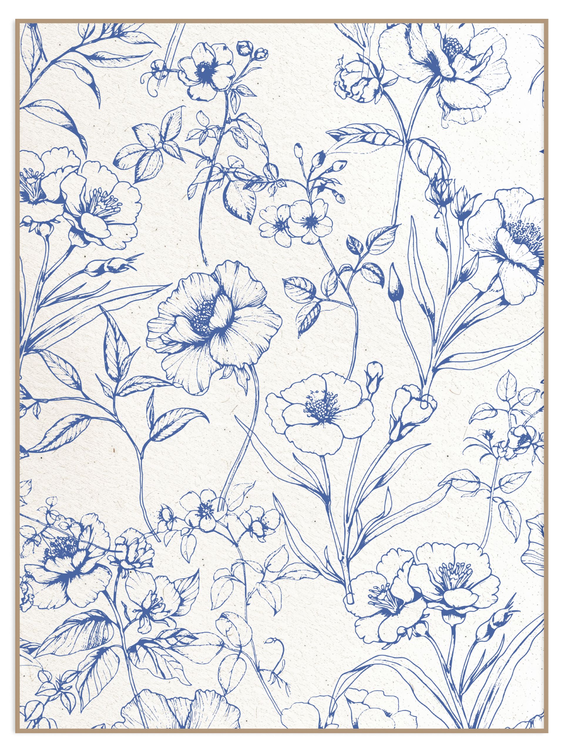 Plakat blue vintage flowers - bez marginesu (l) Plakat blue vintage flowers - obrazek 1
