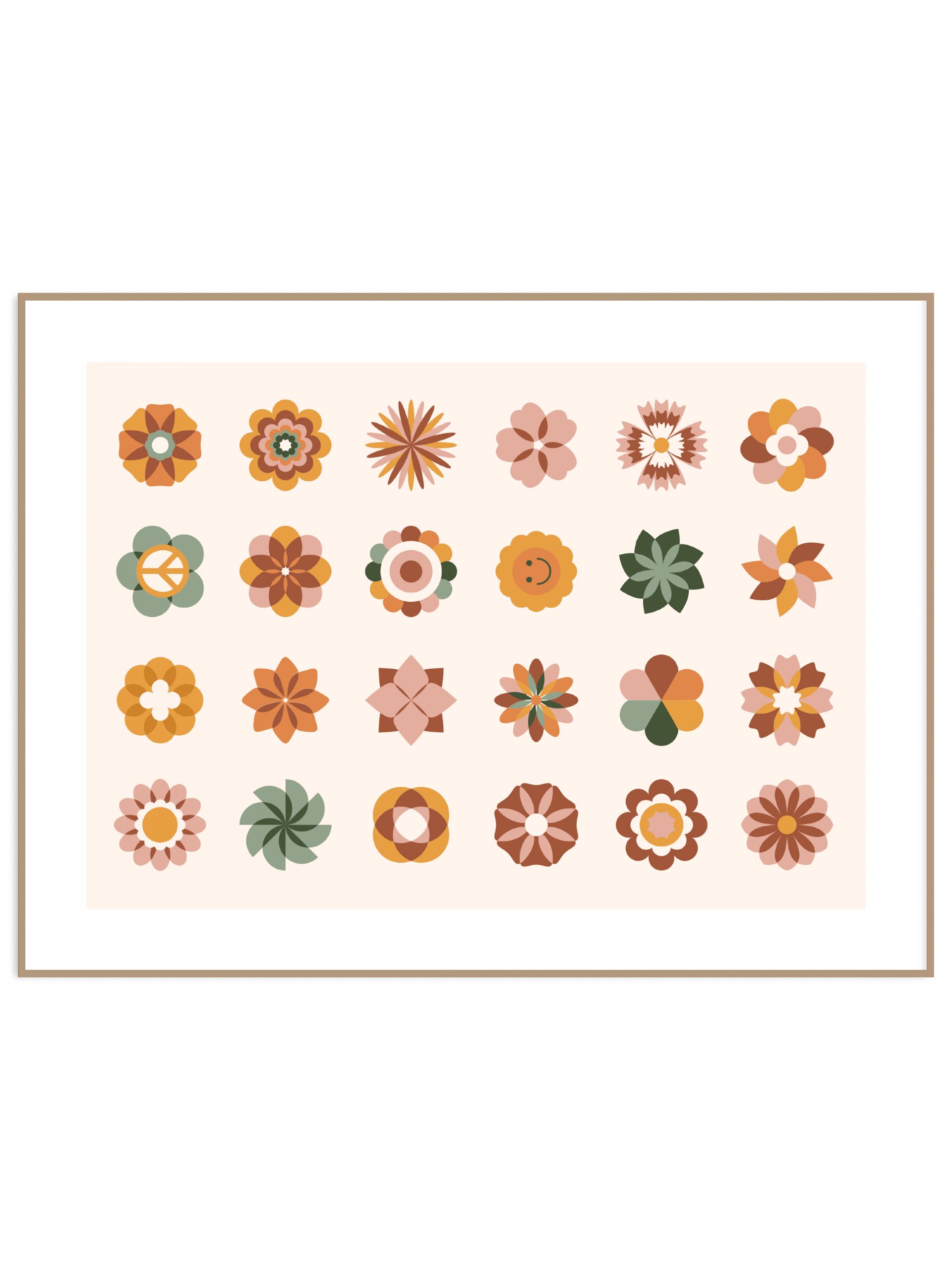 Plakat boho geometric flowers poziom (sklep) Plakat do pokoju dla dziecka geometric flowers - obrazek 1