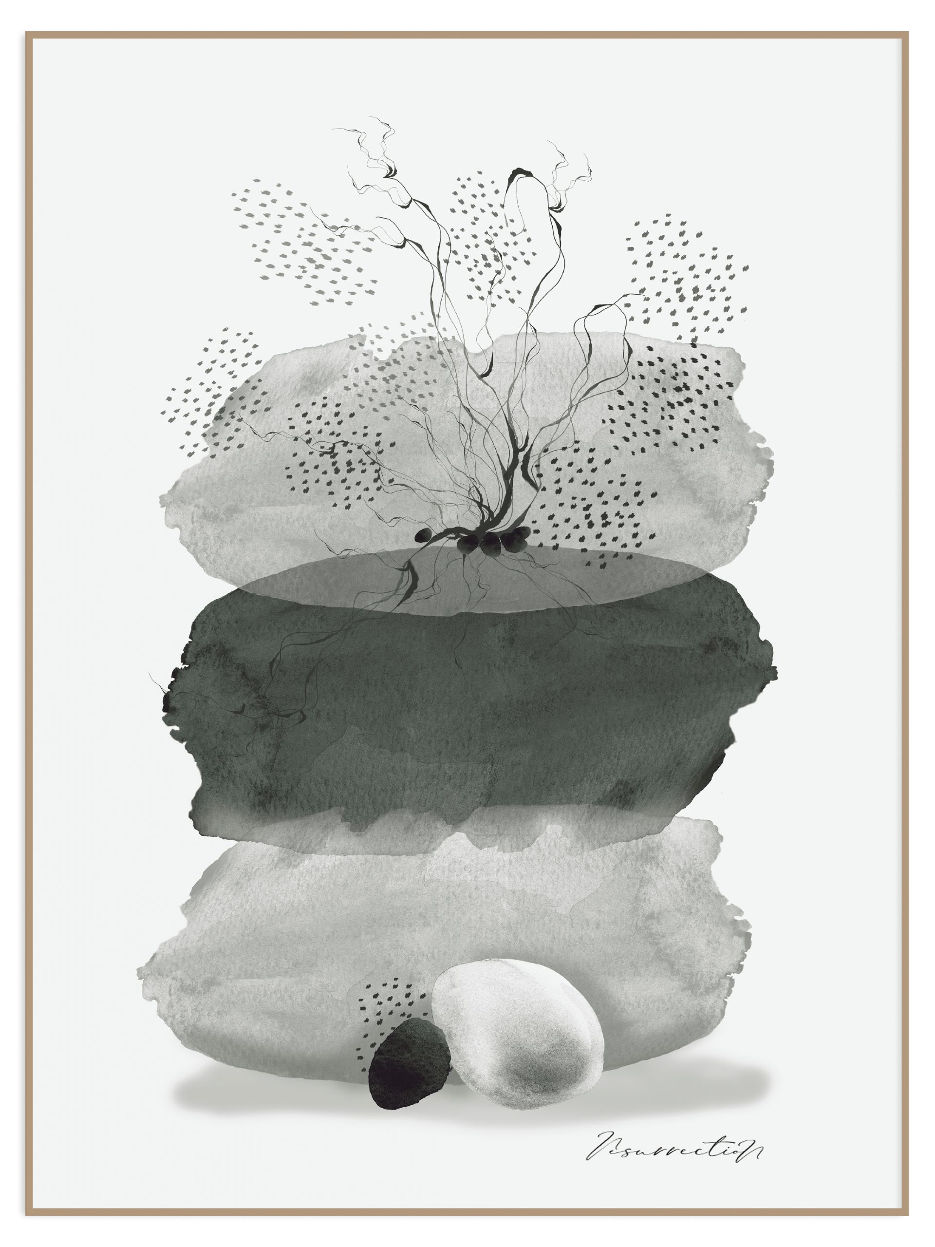 Plakat gray abstract watercolor - bez marginesu (l) Plakat gray abstract watercolor - obrazek 1