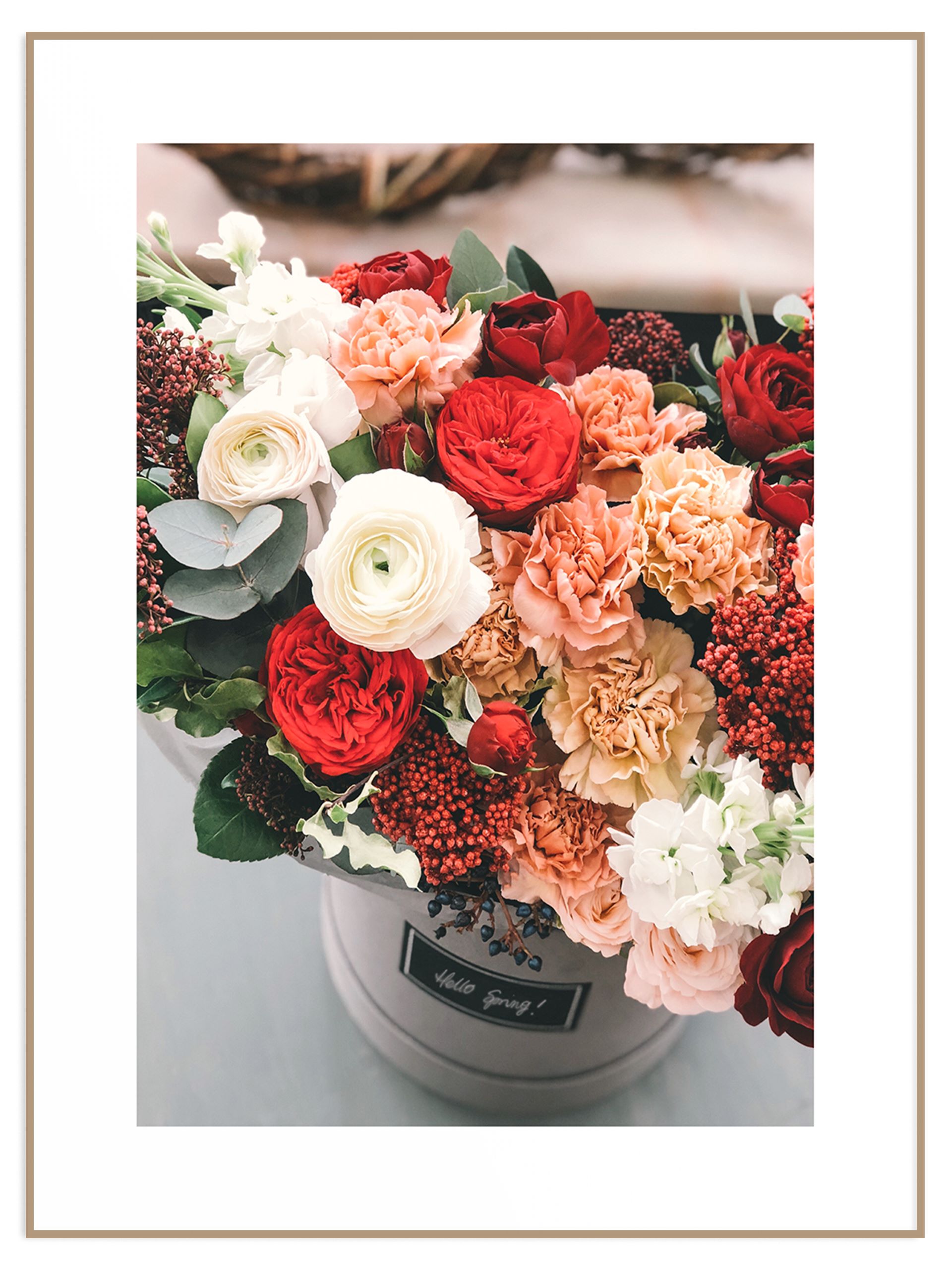 Plakat intensywnie czerwony flower box (sklep) Plakat wiosenny bukiet - obrazek 1