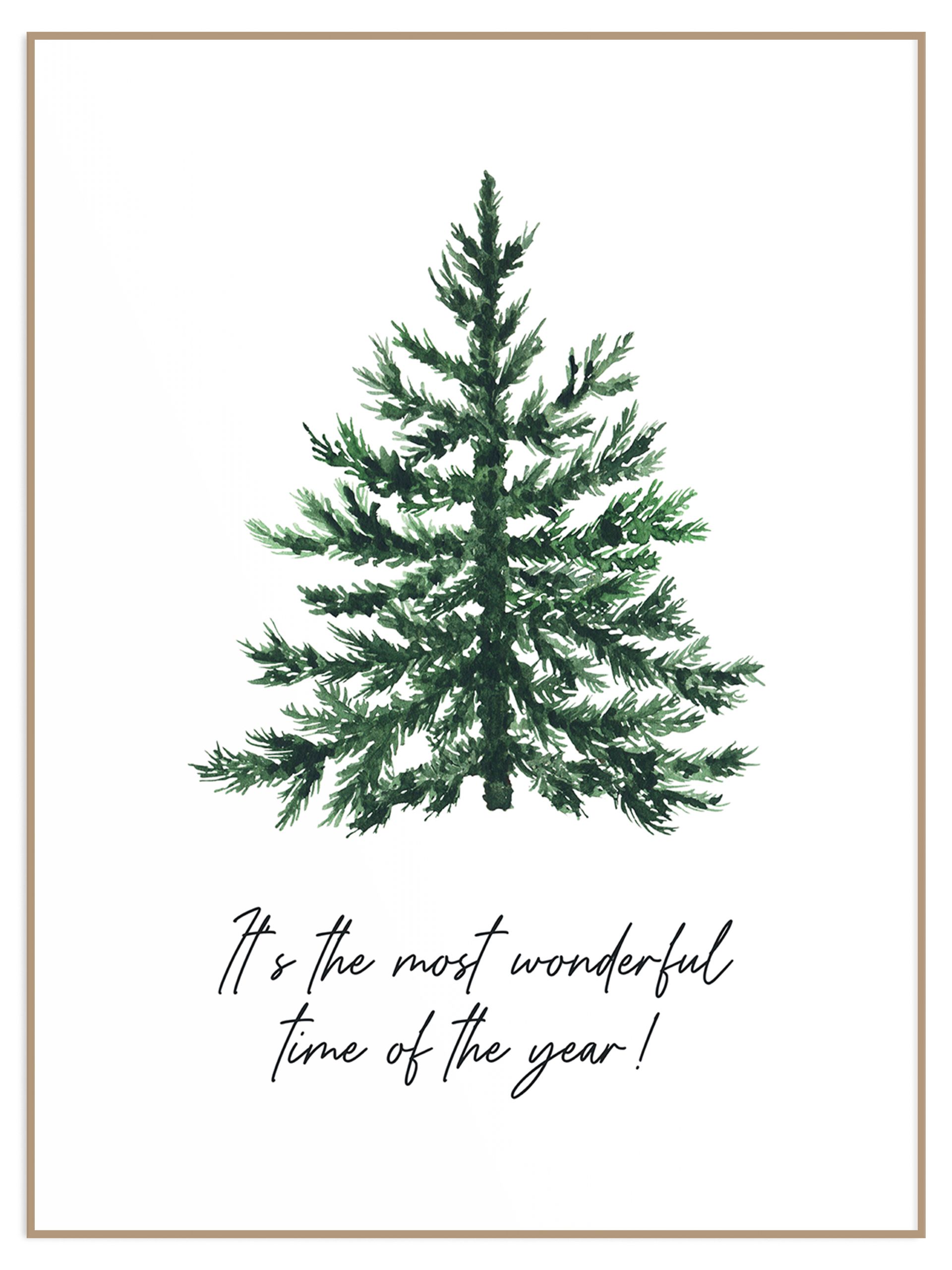 Plakat its the most wonderful time (sklep) Plakat choinka akwarela cytat - obrazek 1