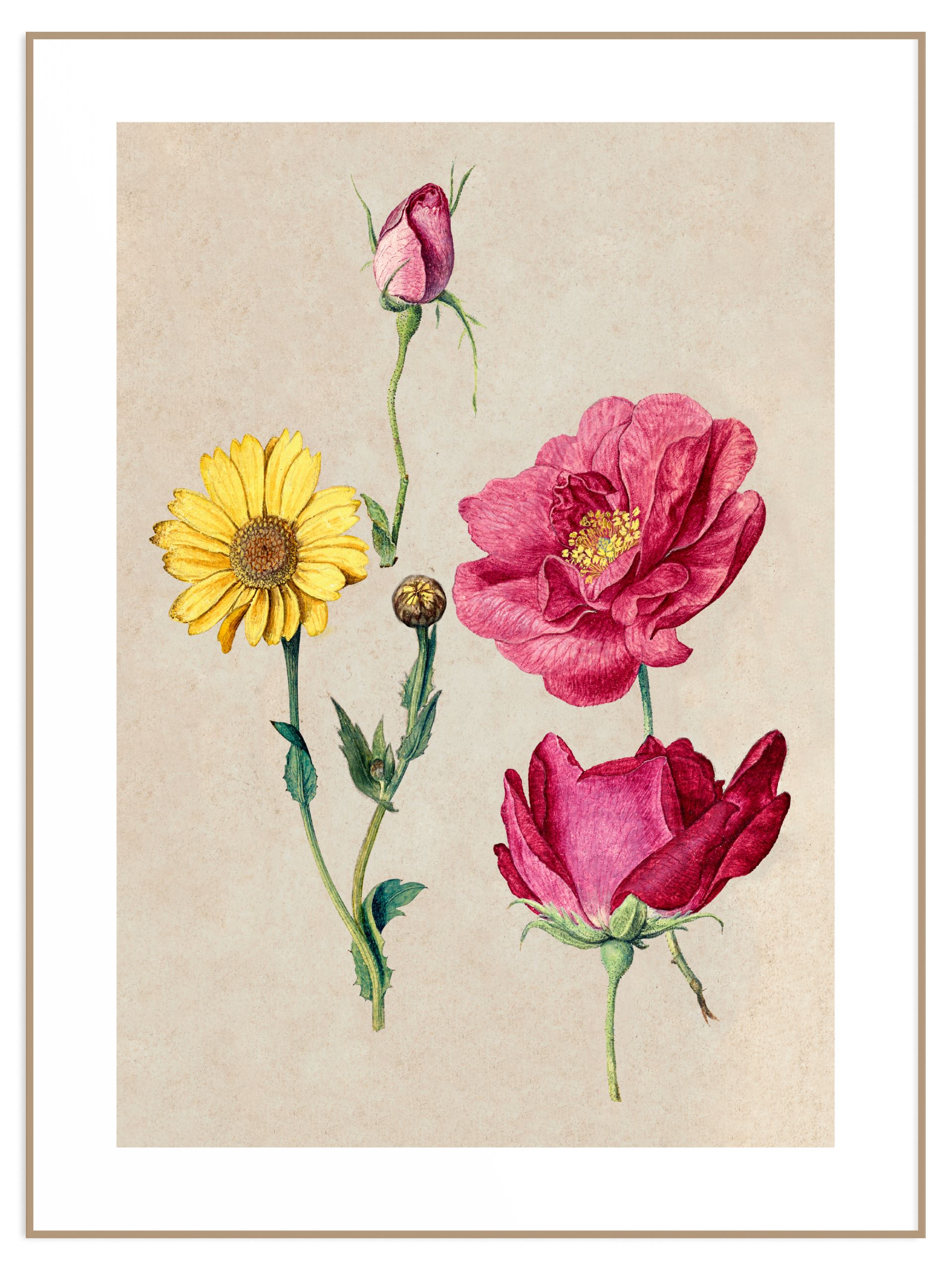 Plakat vintage kwiaty (l) Plakat vintage kwiaty - obrazek 1