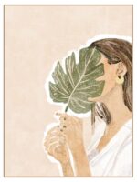 Plakat woman with a monstera leaf - obrazek 3