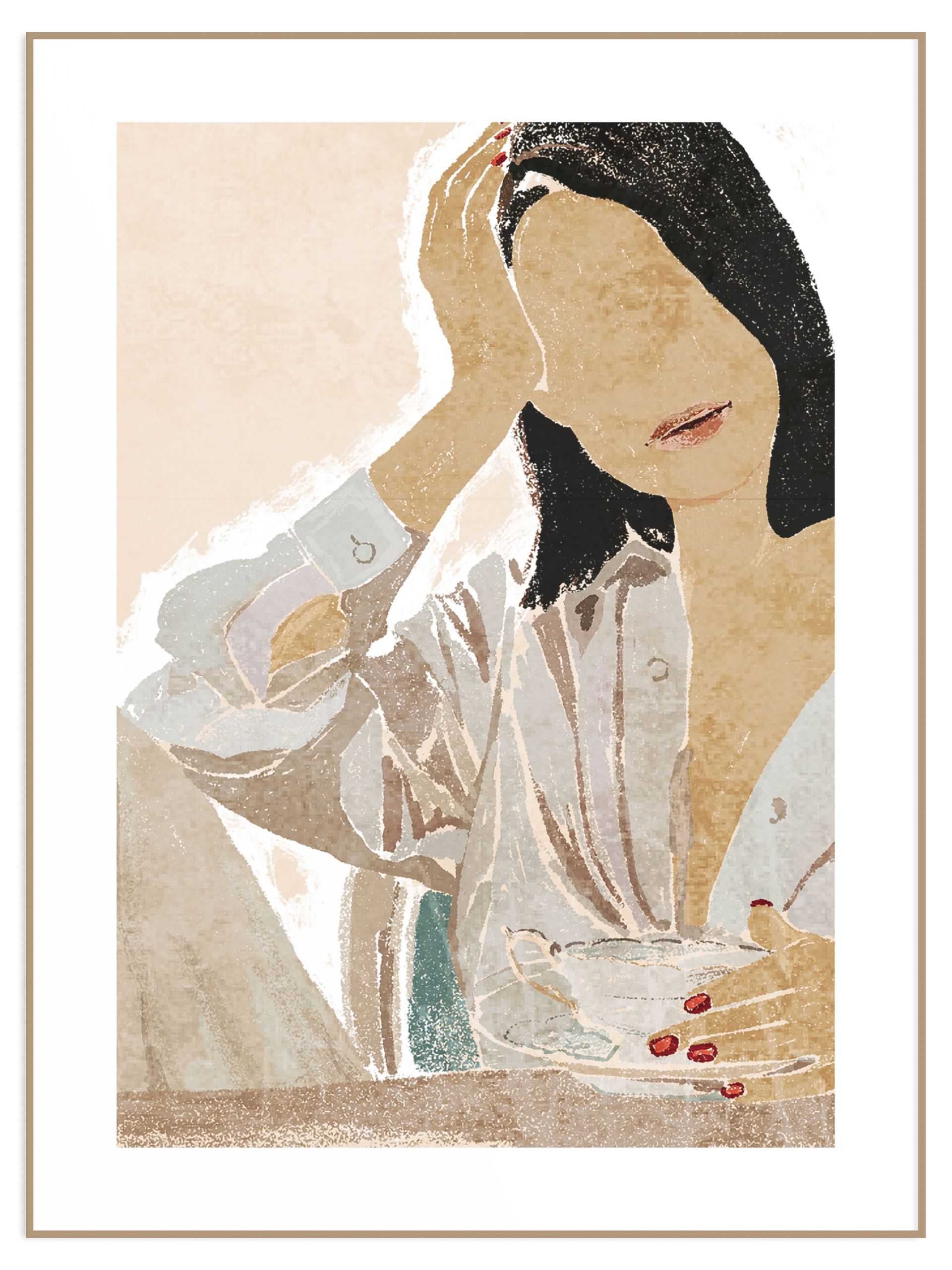 Plakat woman with coffee (l) Plakat woman with coffee - obrazek 1