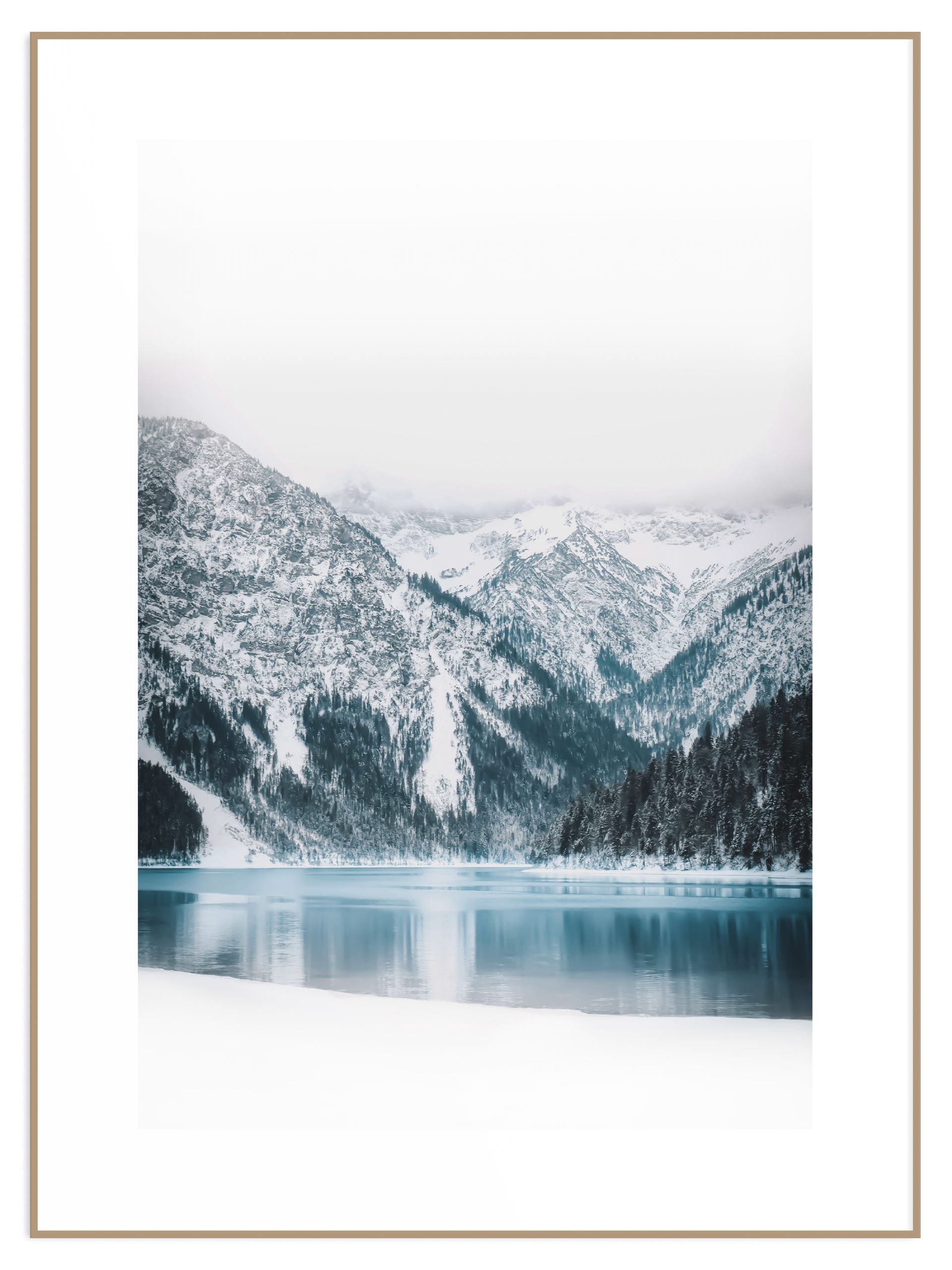 Plakat zimowe jezioro Plakat zimowe jezioro w górach - obrazek 1