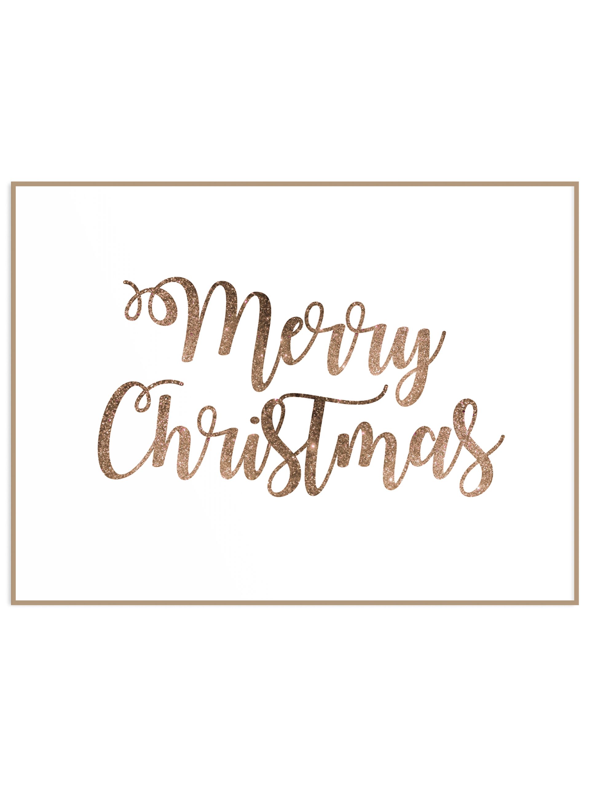 Poziomy plakat z błyszczącym napisem merry christmas (sklep) Plakat Merry Christmas - obrazek 1