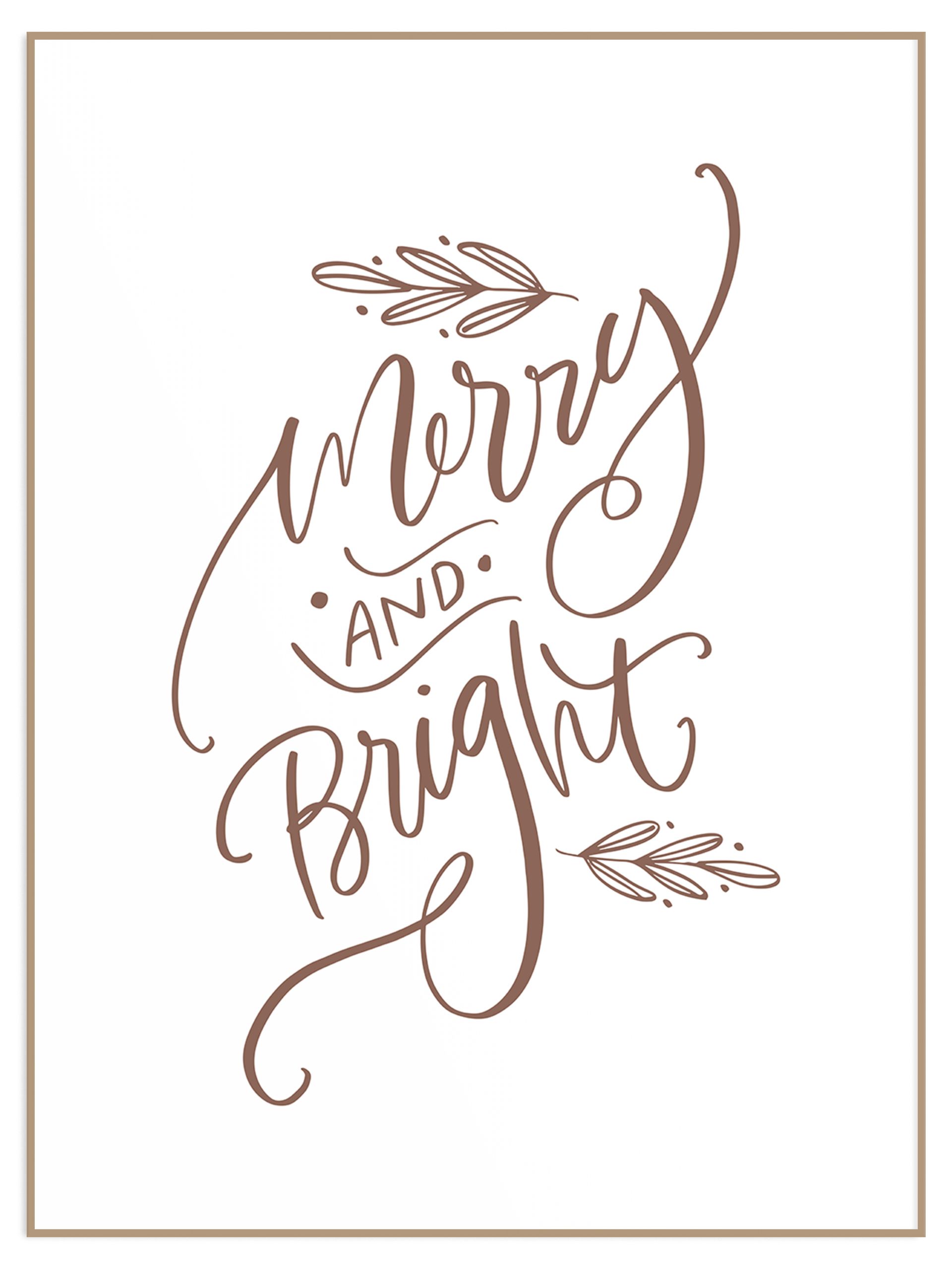 Świąteczny plakat z napisem merry and bright (sklep) Plakat merry and bright - obrazek 1